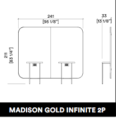 GammaStore Friseurspiegel MADISON GOLD INFINITE 2P (gold or black l. frame) with el. Sockets