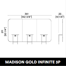 GammaStore Friseurspiegel MADISON GOLD INFINITE 3P (gold or black l. frame) with el. Sockets